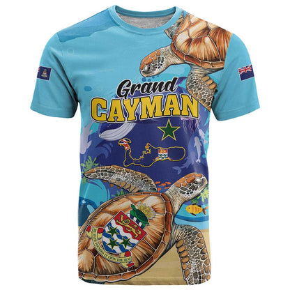 Grand Cayman Map Sea Turtle T-Shirt Ocean Vibes Graphic Tee