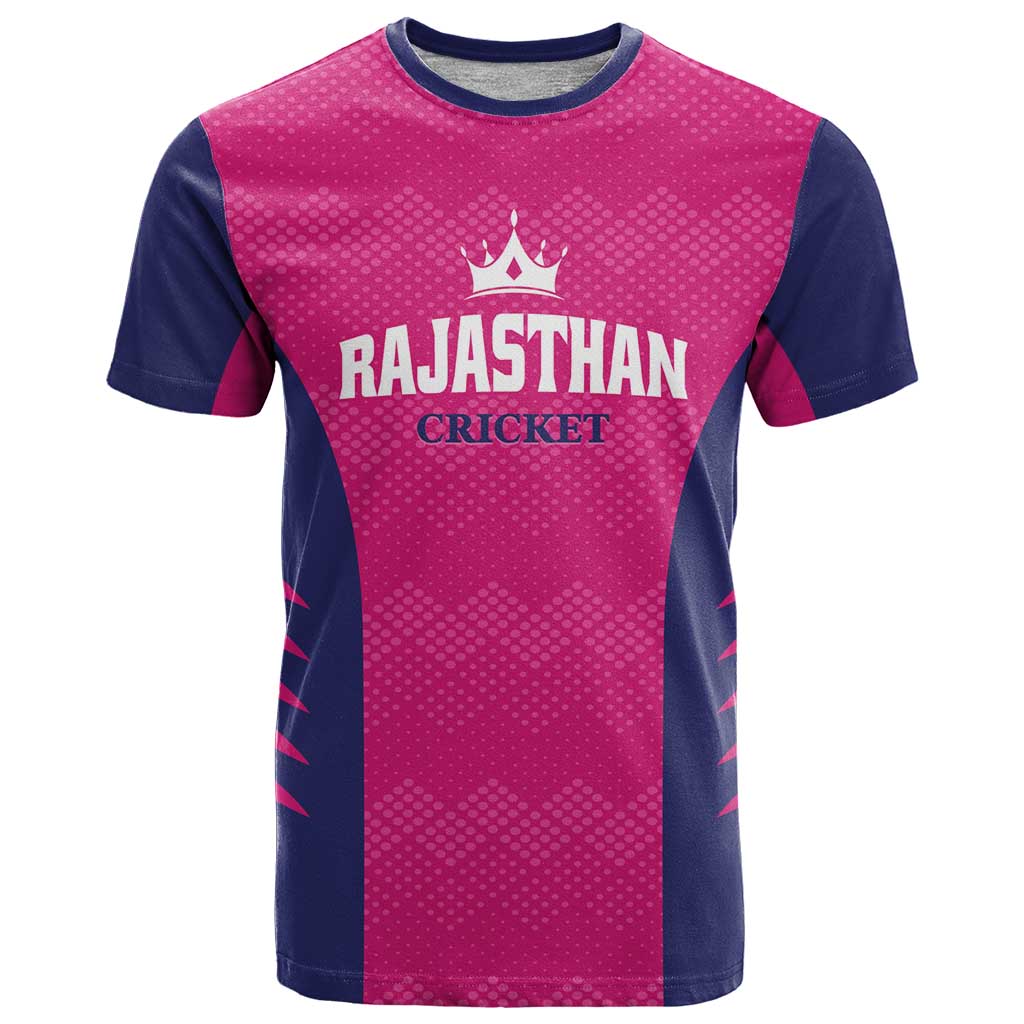 Custom Rajasthan 2025 Cricket Royals T-Shirt Pink And Halla Bol Graphic Tee