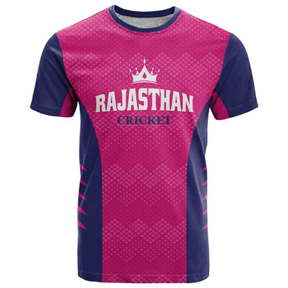 Custom Rajasthan 2025 Cricket Royals T-Shirt Pink And Halla Bol Graphic Tee