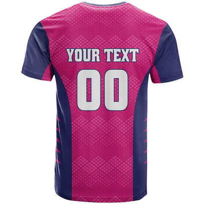 Custom Rajasthan 2025 Cricket Royals T-Shirt Pink And Halla Bol Graphic Tee