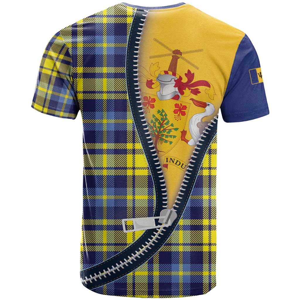 Barbados Celtic Festival T-Shirt Yellow Blue Tartan Zipper Stylized Graphic Tee