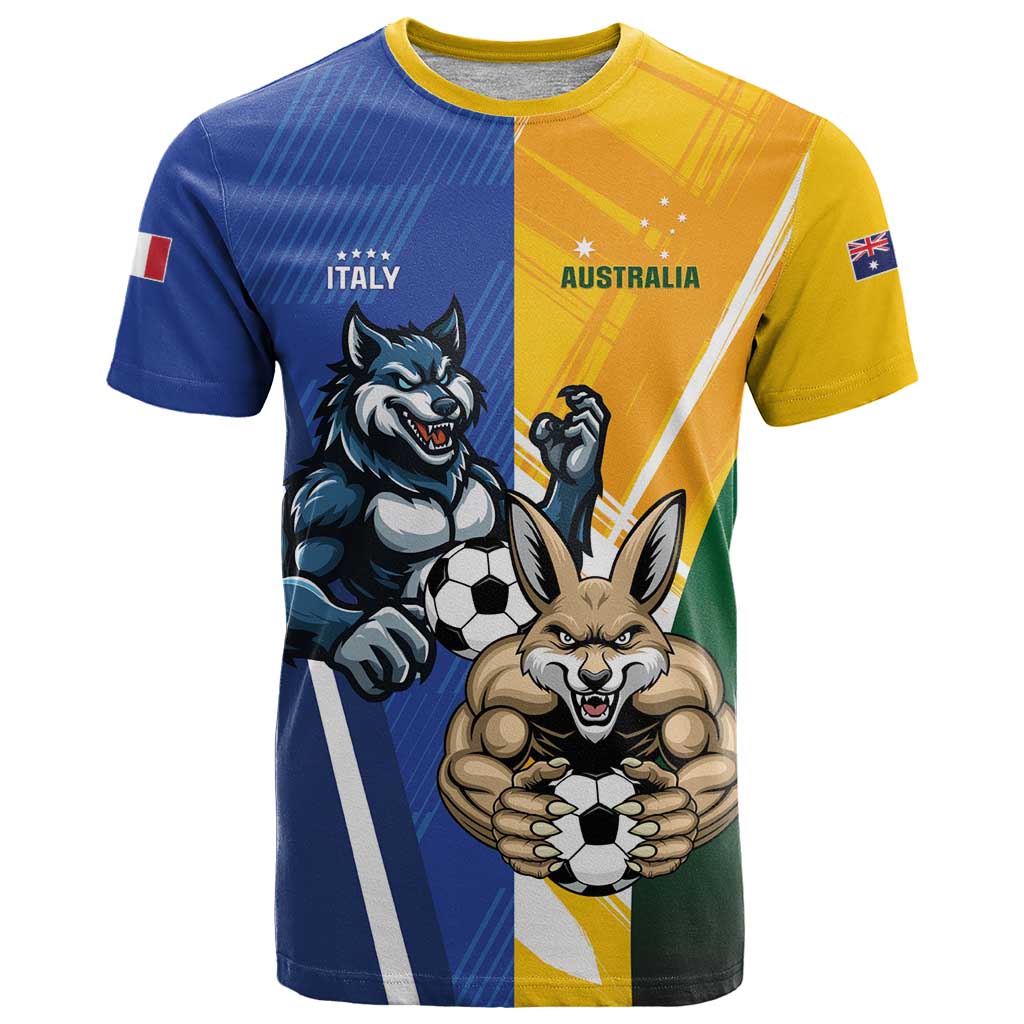 Custom Italy And Australia Soccer T-Shirt Gli Azzurri Vs Socceroos Graphic Tee