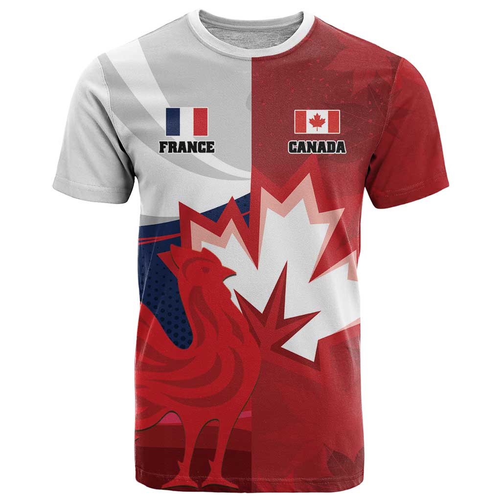 Custom Rugby France And Canada T-Shirt Le XV de France Vs Canucks Graphic Tee