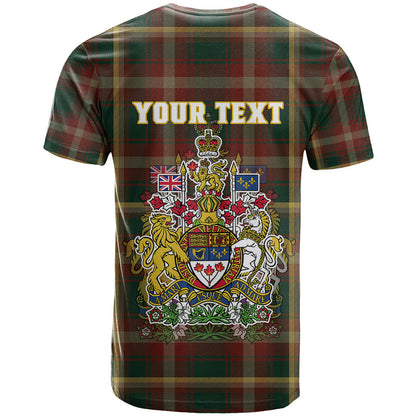 Custom Canada T-Shirt Canadian Coat Of Arms Mix Maple Leaf Tartan Graphic Tee