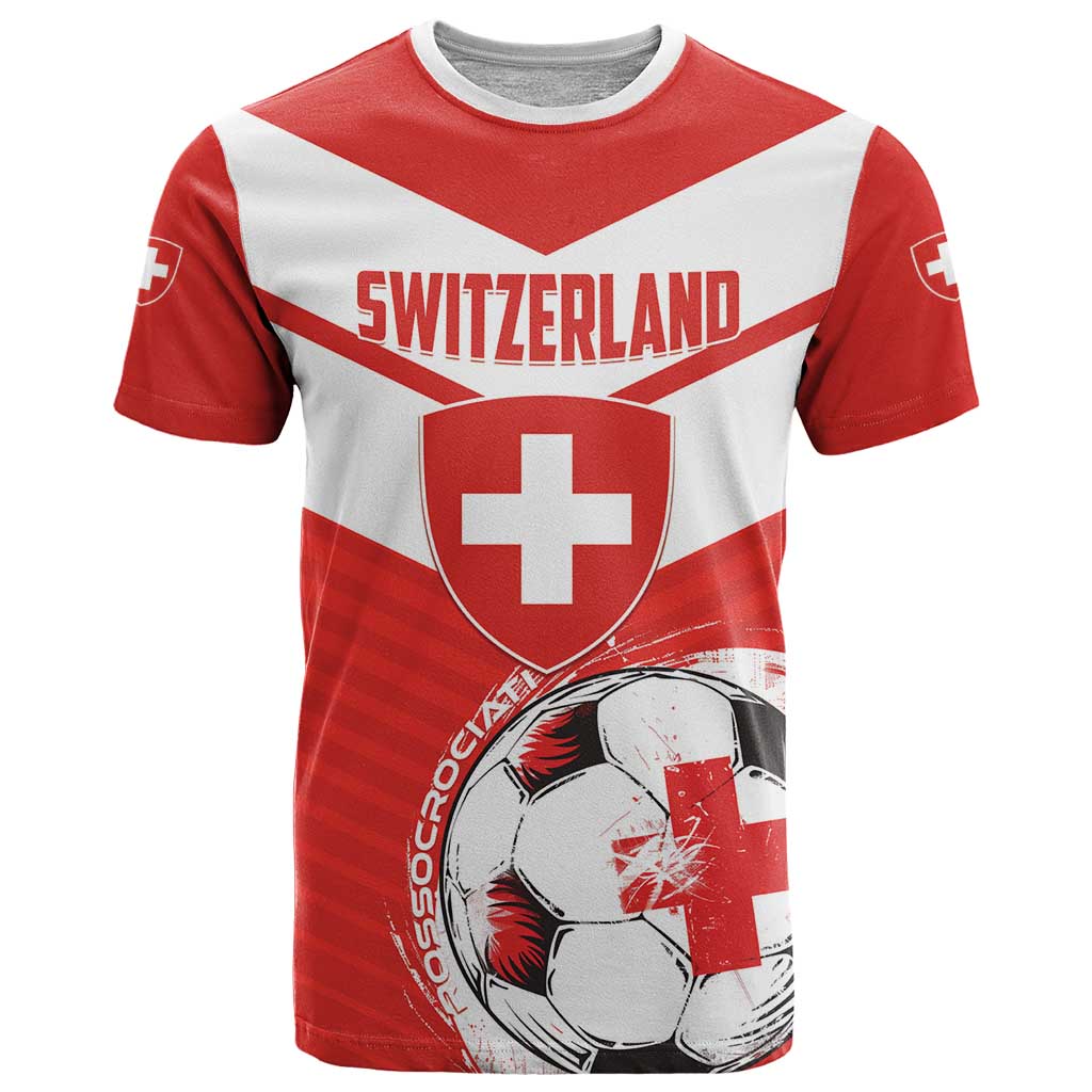 Custom Switzerland 2024 Football T-Shirt Rossocrociati Go Champions Graphic Tee