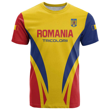 Custom Romania 2024 Football T-Shirt Come On Tricolorii Graphic Tee