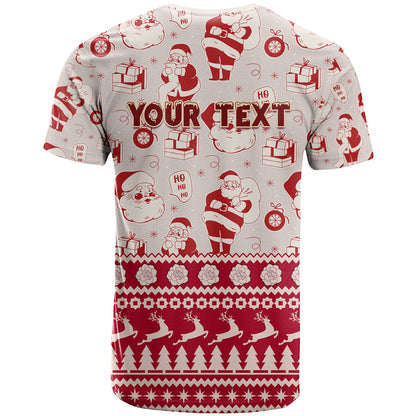 Custom Alabama Christmas T-Shirt Santa Claus Xmas Pattern Graphic Tee