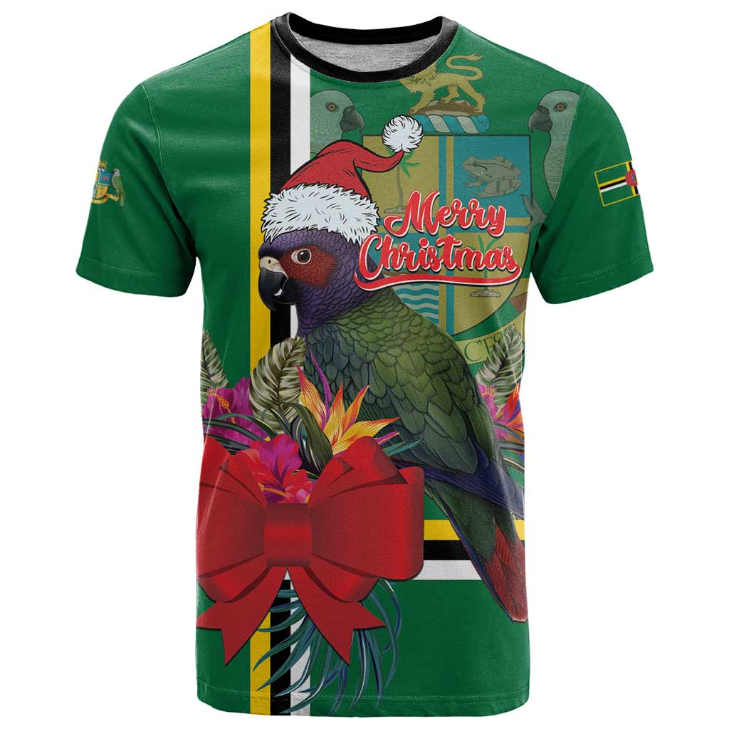 Dominica Christmas Coquette Bow T-Shirt Sisserou Parrot Tropical Flower Graphic Tee