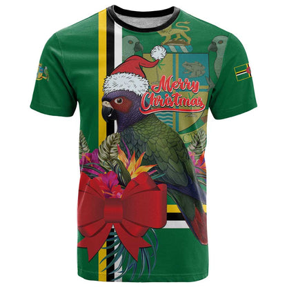 Dominica Christmas Coquette Bow T-Shirt Sisserou Parrot Tropical Flower Graphic Tee