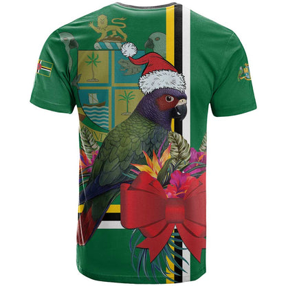 Dominica Christmas Coquette Bow T-Shirt Sisserou Parrot Tropical Flower Graphic Tee