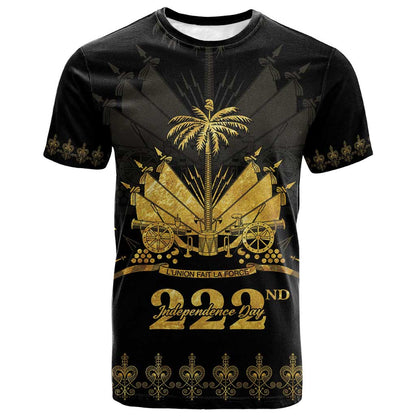 Ayiti 222nd Independence Day Anniversary T-Shirt Haiti Gold VeVe Pattern Graphic Tee