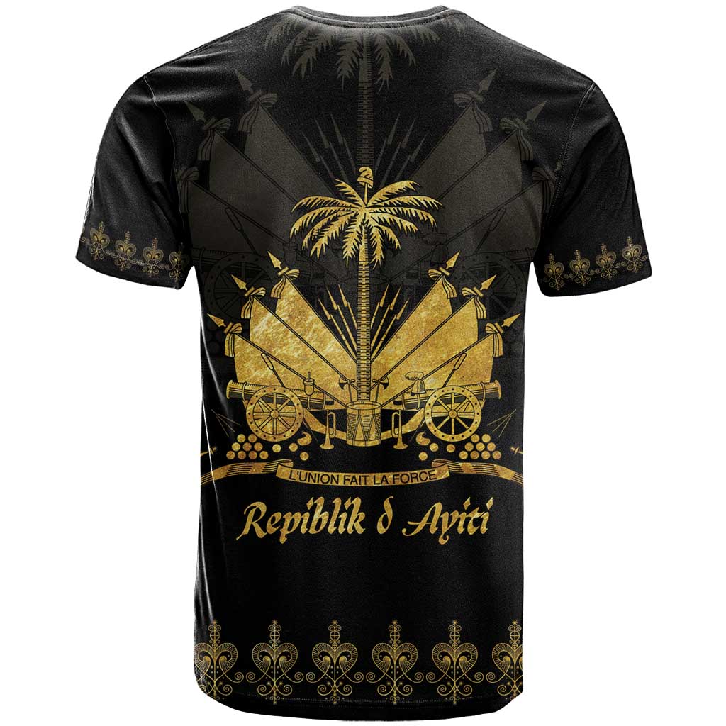 Ayiti 222nd Independence Day Anniversary T-Shirt Haiti Gold VeVe Pattern Graphic Tee