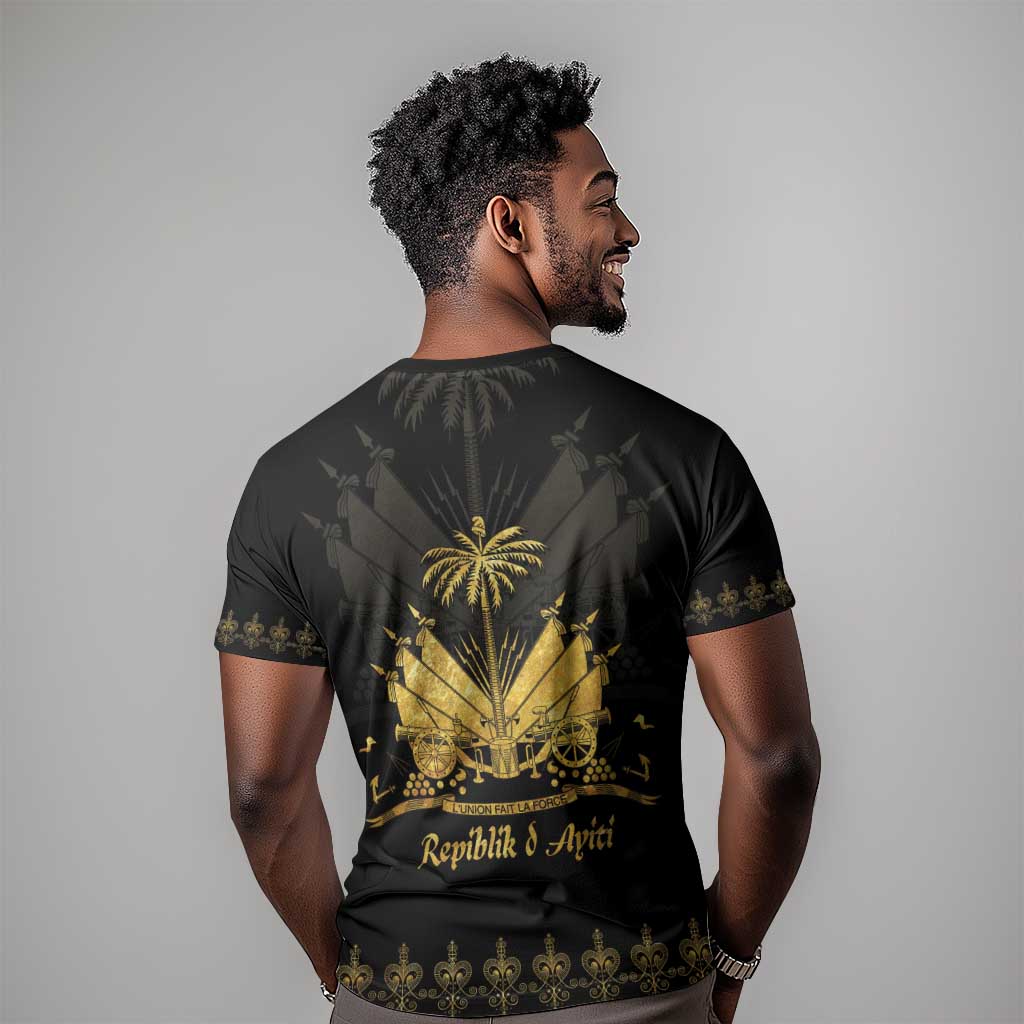 Ayiti 222nd Independence Day Anniversary T-Shirt Haiti Gold VeVe Pattern Graphic Tee