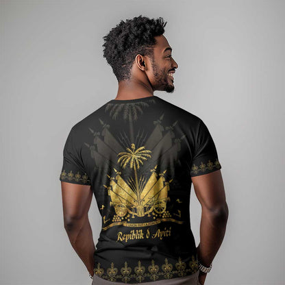 Ayiti 222nd Independence Day Anniversary T-Shirt Haiti Gold VeVe Pattern Graphic Tee
