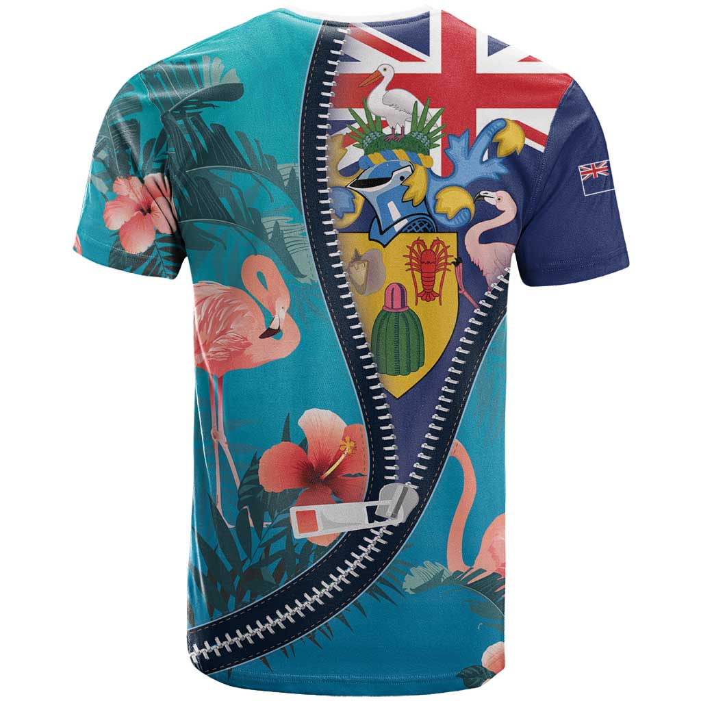 Turks and Caicos Islands Flamingo T-Shirt Zipper Stylized Graphic Tee
