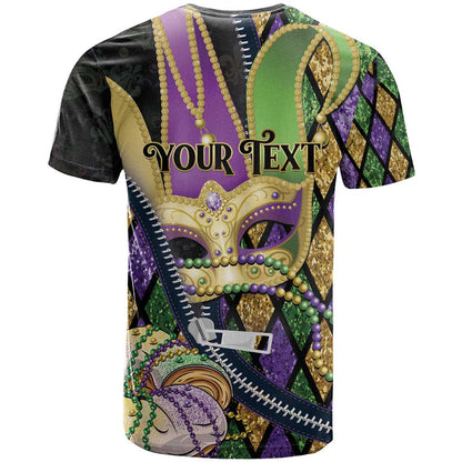 Personalized Mardi Gras Alligator T-Shirt Colorful Zipper Stylized Graphic Tee