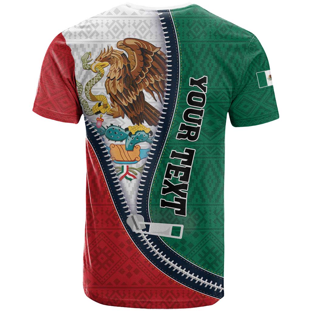 Personalized Mexico Flag Day T-Shirt Mexican Coat Of Arms Zipper Stylized Graphic Tee