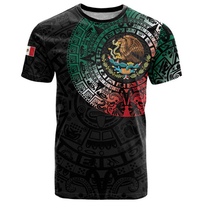 Mexican Aztec Circle T-Shirt Flag Color Unique Style Graphic Tee