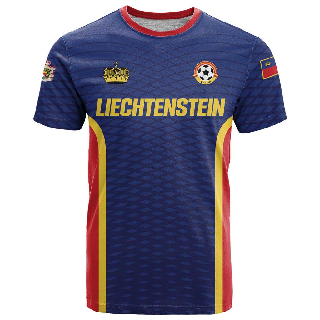 Custom Football 2026 Liechtenstein T-Shirt Blau-Rot Come On Graphic Tee
