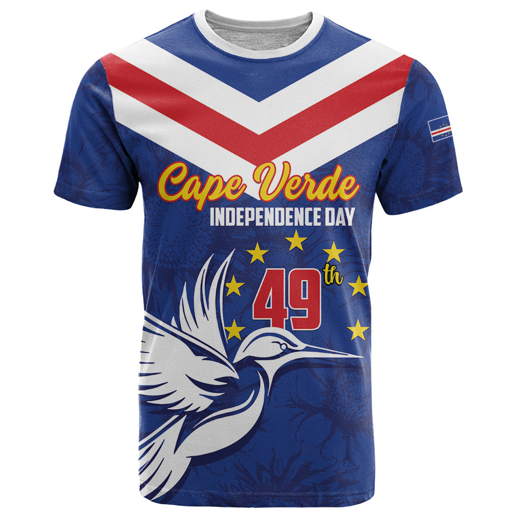 Cape Verde Independence Day T-Shirt Gerbera Daisy Pattern Graphic Tee