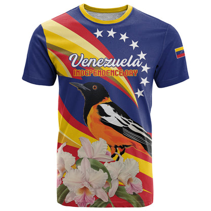 Venezuela Independence Day T-Shirt Venezuelan Troupial Cattleya Mossiae Graphic Tee