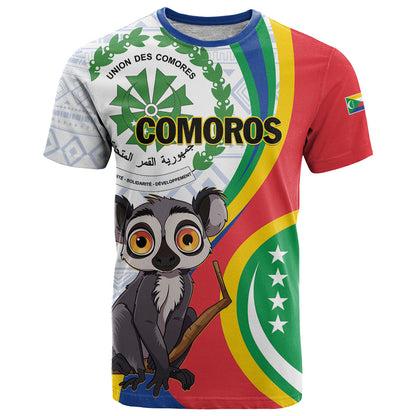 Comoros Independence Day T-Shirt 1975 Komori Mongoose Lemur African Pattern Graphic Tee
