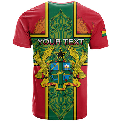 Custom Ghana T-Shirt Ghana Cross Of Saint George With Tawny Eagles Graphic Tee