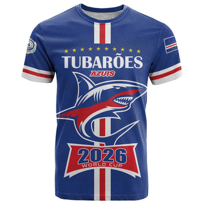 Custom Cape Verde 2026 Football T-Shirt Blue Sharks WC Debut Graphic Tee