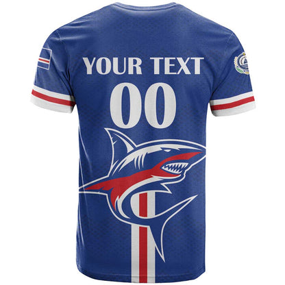Custom Cape Verde 2026 Football T-Shirt Blue Sharks WC Debut Graphic Tee