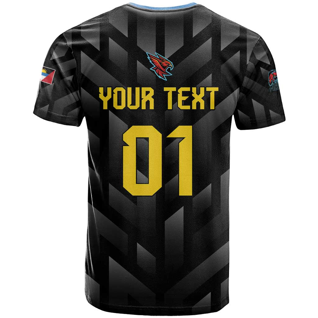 Custom Antigua and Barbuda Cricket T-Shirt Falcons Flying High Graphic Tee