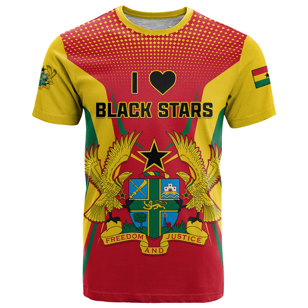 Ghana Football T-Shirt I Love Black Stars Graphic Tee