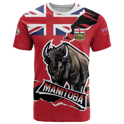 Personalized Canada Manitoba Province Bison T-Shirt Gloriosus et Liber Graphic Tee