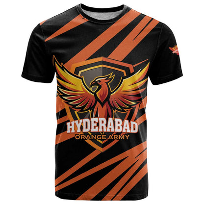 Custom Hyderabad 2025 Cricket Sunrisers T-Shirt Orange Army Play With Fire Graphic Tee