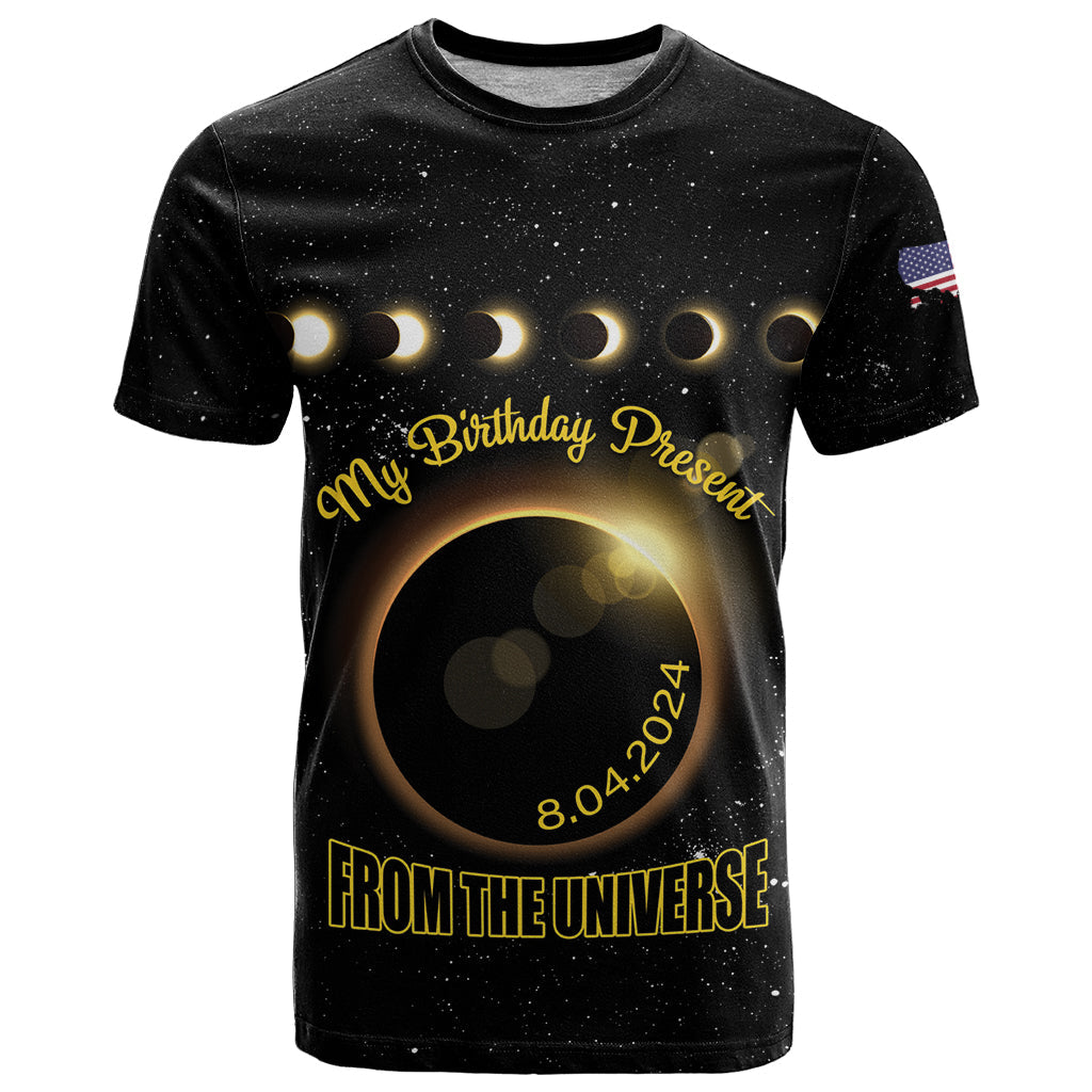 Personalized Total Solar Eclipse 2024 T-Shirt My Birthday Present From The Universe Graphic Tee