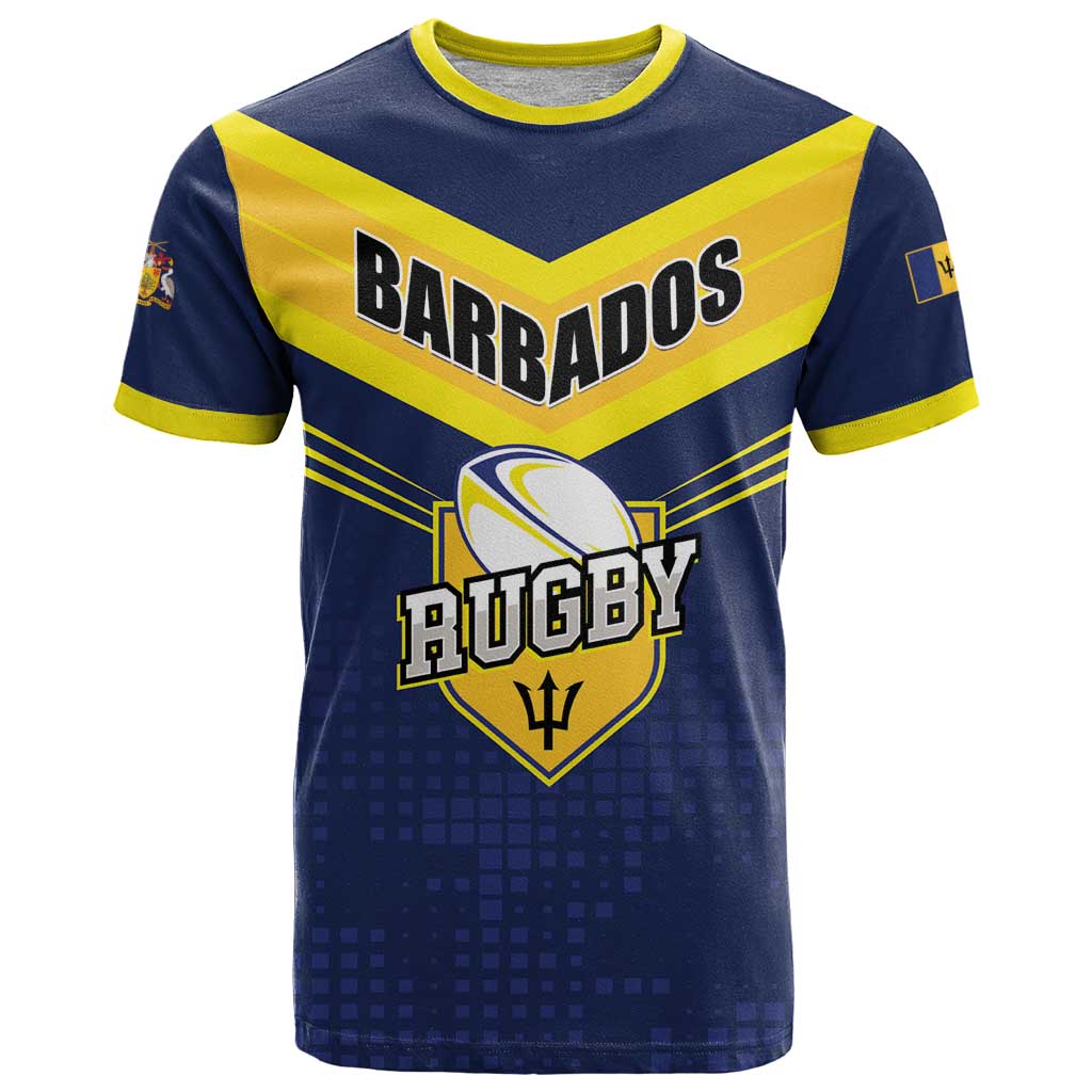 Custom Barbados Rugby T-Shirt Team Barbados Trident Go Champions Graphic Tee