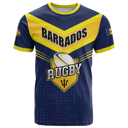Custom Barbados Rugby T-Shirt Team Barbados Trident Go Champions Graphic Tee