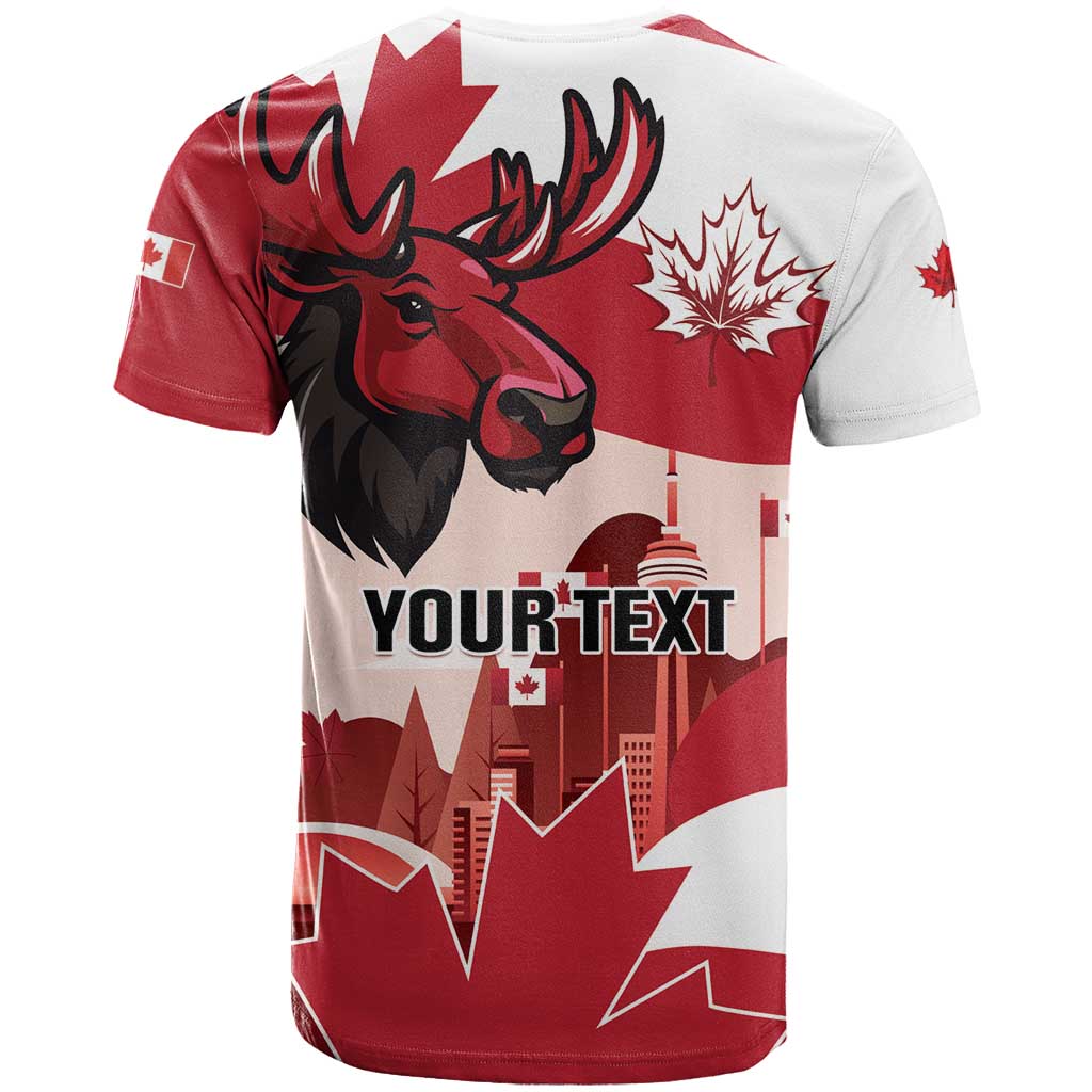 Personalised Canada Day 1867 T-Shirt Moose With Maple Leaves Graphic Tee