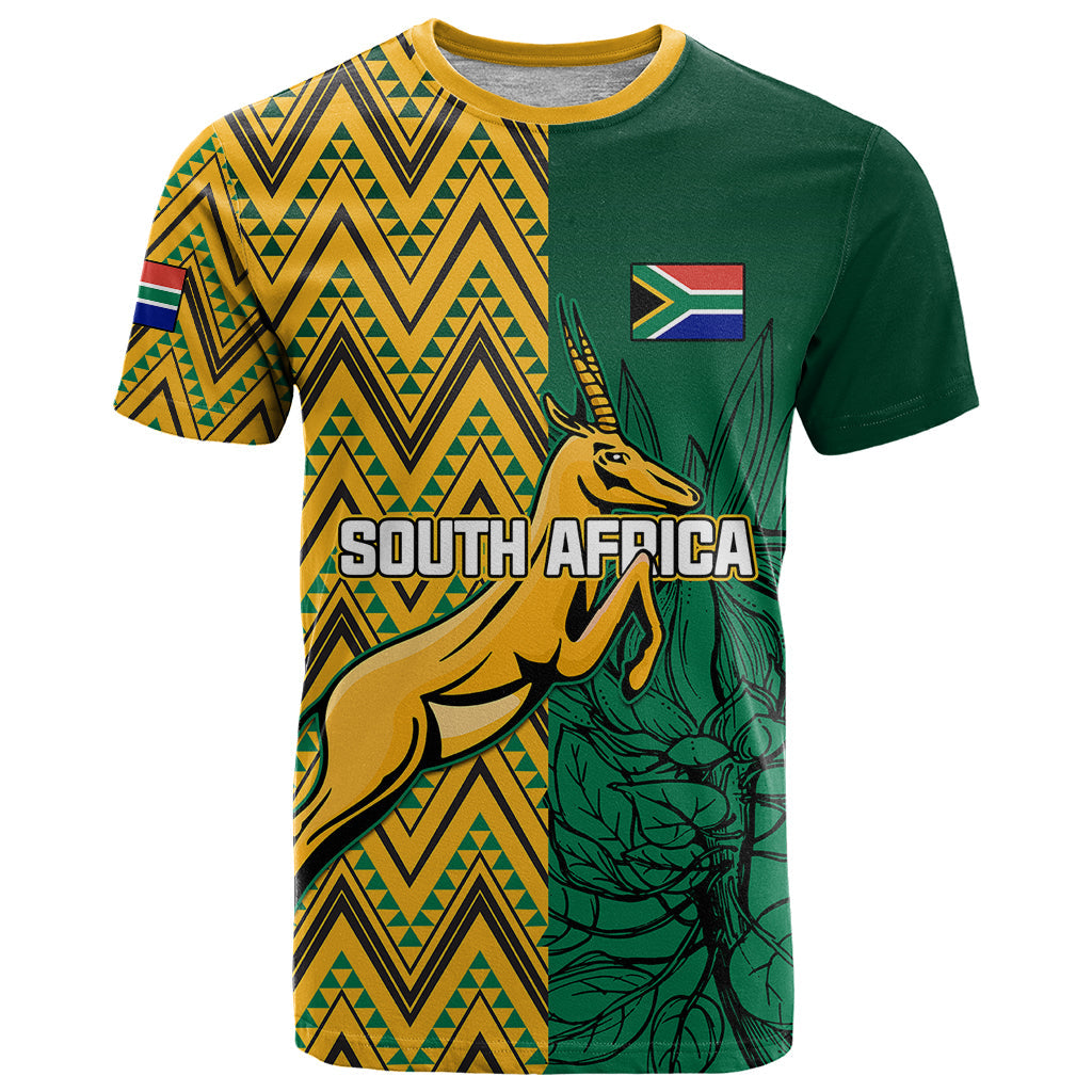 South Africa T-Shirt Springbok and Proteas African Pattern Graphic Tee