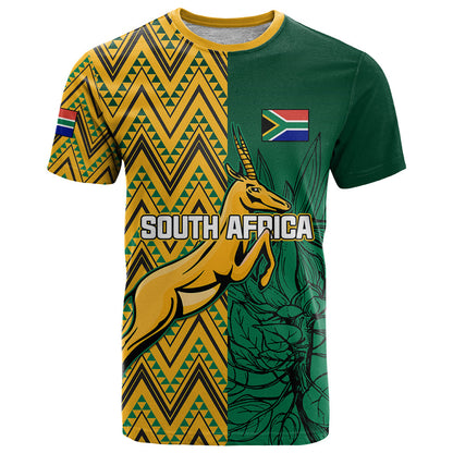 Personalised South Africa T-Shirt Springbok and Proteas African Pattern Graphic Tee
