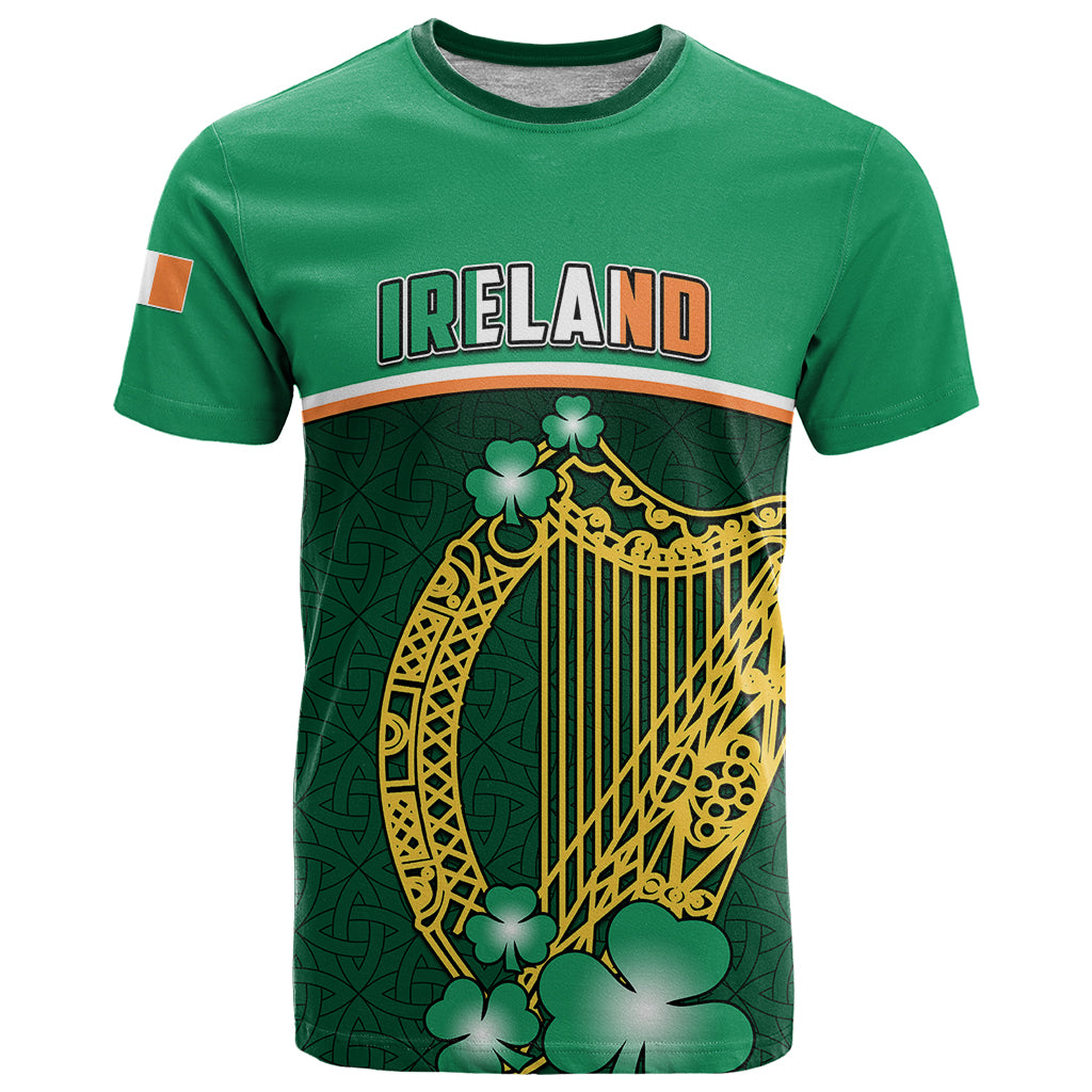 Ireland T-Shirt Irish Shamrock Harp Mix Celtic Pattern Graphic Tee