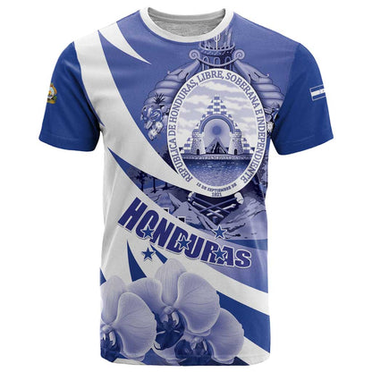 Honduras T-Shirt Coat of Arms Orchid Navy Blue Graphic Tee
