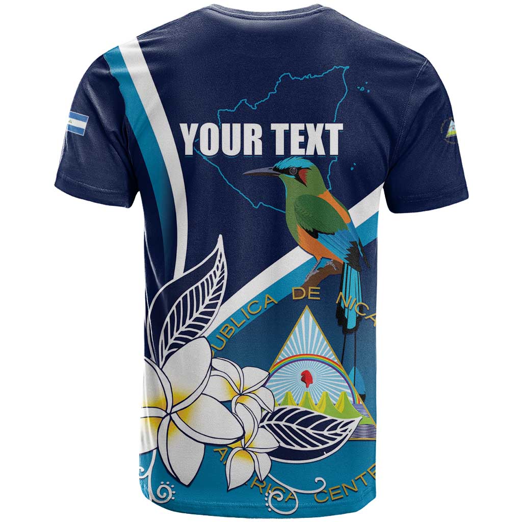 Nicaragua Independence Day T-Shirt Motmot Plumeria Floral Graphic Tee