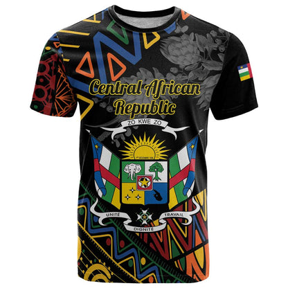 Personalized Central African Republic T-Shirt Protea African Pattern Graphic Tee
