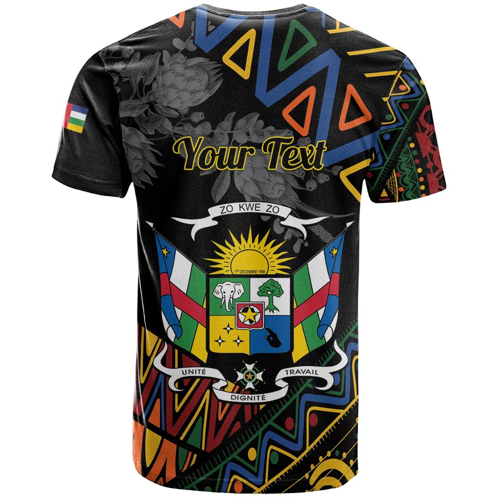 Personalized Central African Republic T-Shirt Protea African Pattern Graphic Tee
