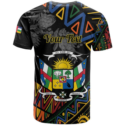 Personalized Central African Republic T-Shirt Protea African Pattern Graphic Tee