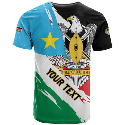 Personalized South Sudan T-Shirt Grunge Flag Style Graphic Tee