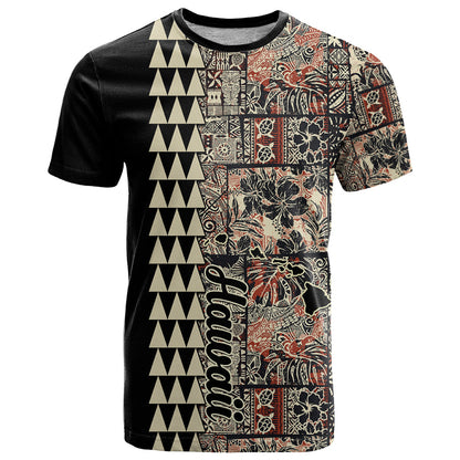 Hawaiian Quilt T-Shirt Hibiscus Kakau Vintage Style Graphic Tee