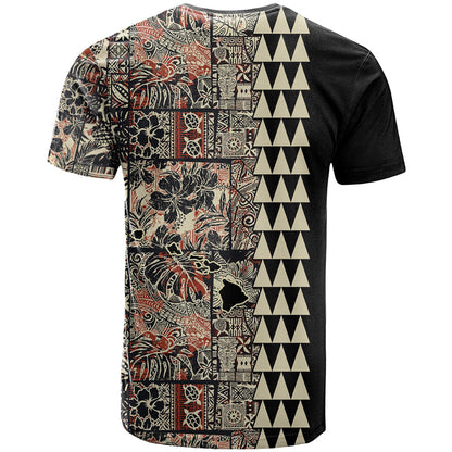 Hawaiian Quilt T-Shirt Hibiscus Kakau Vintage Style Graphic Tee