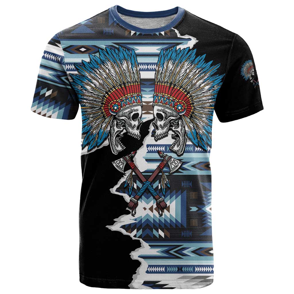 Native American Chief Skull With Axe T-Shirt Graphic Tee