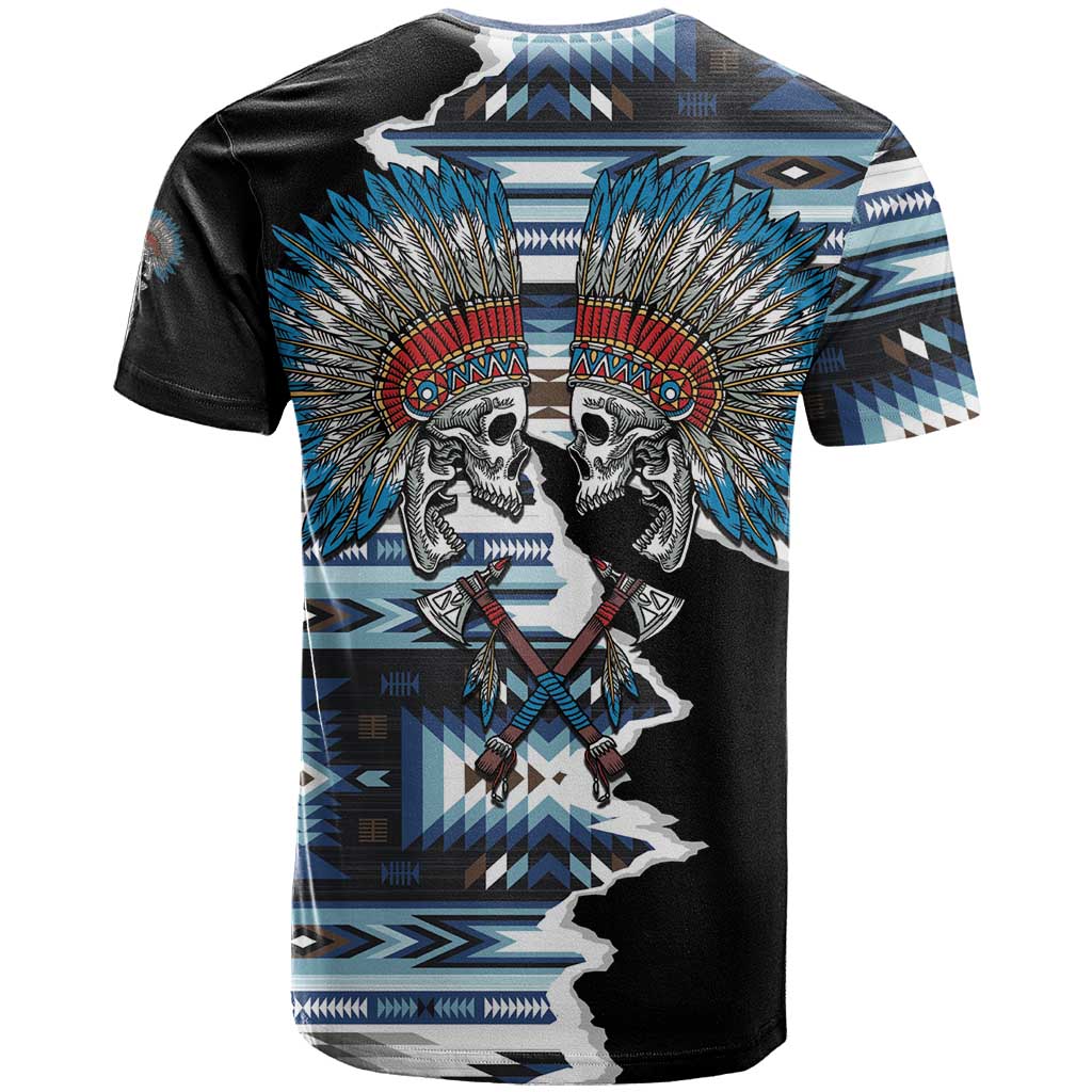 Native American Chief Skull With Axe T-Shirt Graphic Tee